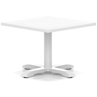 Italia 800mm Square Coffee Table White Top 495mm High White Leg Cross Base