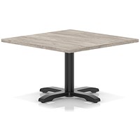 Italia 1000mm Square Coffee Table Grey Oak Top 495mm High Black Leg Cross Base