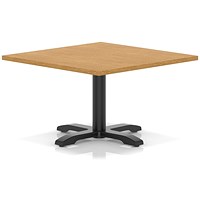 Italia 1000mm Square Coffee Table Oak Top 495mm High Black Leg Cross Base