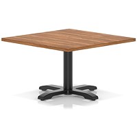 Italia 1000mm Square Coffee Table Walnut Top 495mm High Black Leg Cross Base