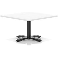 Italia 1000mm Square Coffee Table White Top 495mm High Black Leg Cross Base
