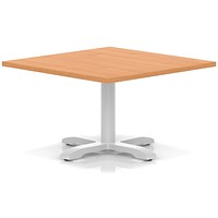 Italia 1000mm Square Coffee Table Beech Top 495mm High White Leg Cross Base