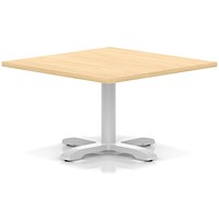 Italia 1000mm Square Coffee Table Maple Top 495mm High White Leg Cross Base