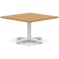 Italia 1000mm Square Coffee Table Oak Top 495mm High White Leg Cross Base