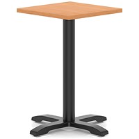 Italia 600mm Poseur Square Table Beech Top 750mm High Black Leg Cross Base