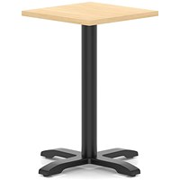 Italia 600mm Poseur Square Table Maple Top 750mm High Black Leg Cross Base