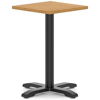 Italia 600mm Poseur Square Table Oak Top 750mm High Black Leg Cross Base