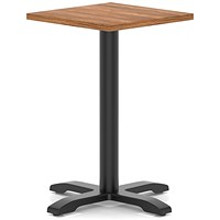 Italia 600mm Poseur Square Table Walnut Top 750mm High Black Leg Cross Base