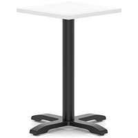 Italia 600mm Poseur Square Table White Top 750mm High Black Leg Cross Base