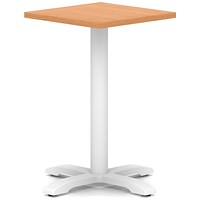 Italia 600mm Poseur Square Table Beech Top 750mm High White Leg Cross Base