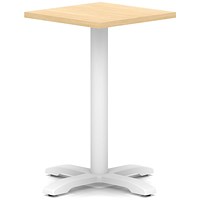 Italia 600mm Poseur Square Table Maple Top 750mm High White Leg Cross Base