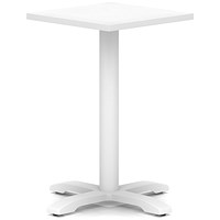 Italia 600mm Poseur Square Table White Top 750mm High White Leg Cross Base