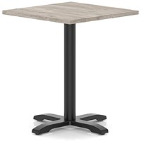 Italia 800mm Poseur Square Table Grey Oak Top 750mm High Black Leg Cross Base