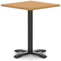 Italia 800mm Poseur Square Table Oak Top 750mm High Black Leg Cross Base