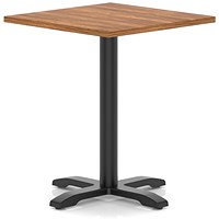 Italia 800mm Poseur Square Table Walnut Top 750mm High Black Leg Cross Base