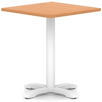 Italia 800mm Poseur Square Table Beech Top 750mm High White Leg Cross Base