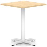 Italia 800mm Poseur Square Table Maple Top 750mm High White Leg Cross Base