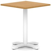 Italia 800mm Poseur Square Table Oak Top 750mm High White Leg Cross Base