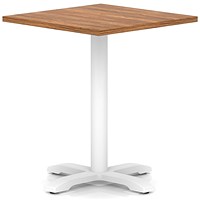 Italia 800mm Poseur Square Table Walnut Top 750mm High White Leg Cross Base