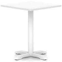 Italia 800mm Poseur Square Table White Top 750mm High White Leg Cross Base