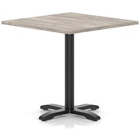 Italia 1000mm Poseur Square Table Grey Oak Top 750mm High Black Leg Cross Base