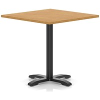 Italia 1000mm Poseur Square Table Oak Top 750mm High Black Leg Cross Base