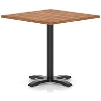 Italia 1000mm Poseur Square Table Walnut Top 750mm High Black Leg Cross Base