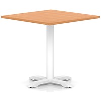 Italia 1000mm Poseur Square Table Beech Top 750mm High White Leg Cross Base