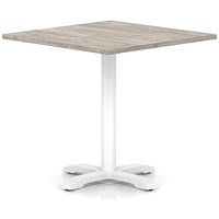 Italia 1000mm Poseur Square Table Grey Oak Top 750mm High White Leg Cross Base