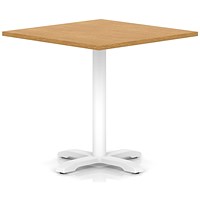 Italia 1000mm Poseur Square Table Oak Top 750mm High White Leg Cross Base
