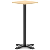 Italia 600mm Poseur Square Table Maple Top 1170mm High Black Leg Cross Base