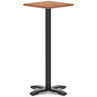 Italia 600mm Poseur Square Table Walnut Top 1170mm High Black Leg Cross Base