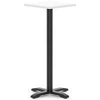 Italia 600mm Poseur Square Table White Top 1170mm High Black Leg Cross Base