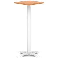 Italia 600mm Poseur Square Table Beech Top 1170mm High White Leg Cross Base