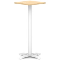 Italia 600mm Poseur Square Table Maple Top 1170mm High White Leg Cross Base
