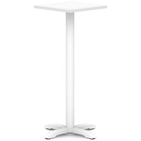 Italia 600mm Poseur Square Table White Top 1170mm High White Leg Cross Base