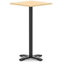 Italia 800mm Poseur Square Table Maple Top 1170mm High Black Leg Cross Base