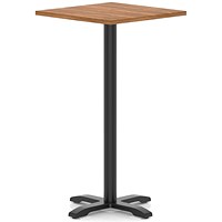 Italia 800mm Poseur Square Table Walnut Top 1170mm High Black Leg Cross Base