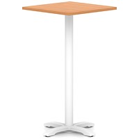 Italia 800mm Poseur Square Table Beech Top 1170mm High White Leg Cross Base