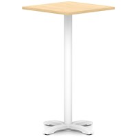 Italia 800mm Poseur Square Table Maple Top 1170mm High White Leg Cross Base