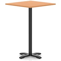 Italia 1000mm Poseur Square Table Beech Top 1170mm High Black Leg Cross Base