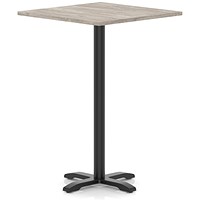 Italia 1000mm Poseur Square Table Grey Oak Top 1170mm High Black Leg Cross Base