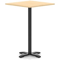 Italia 1000mm Poseur Square Table Maple Top 1170mm High Black Leg Cross Base
