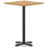 Italia 1000mm Poseur Square Table Oak Top 1170mm High Black Leg Cross Base