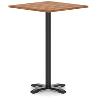 Italia 1000mm Poseur Square Table Walnut Top 1170mm High Black Leg Cross Base