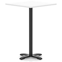 Italia 1000mm Poseur Square Table White Top 1170mm High Black Leg Cross Base