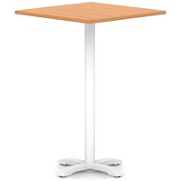 Italia 1000mm Poseur Square Table Beech Top 1170mm High White Leg Cross Base