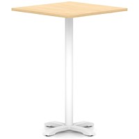 Italia 1000mm Poseur Square Table Maple Top 1170mm High White Leg Cross Base