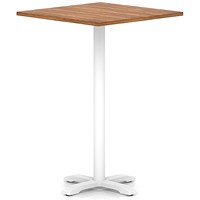 Italia 1000mm Poseur Square Table Walnut Top 1170mm High White Leg Cross Base