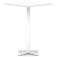 Italia 1000mm Poseur Square Table White Top 1170mm High White Leg Cross Base